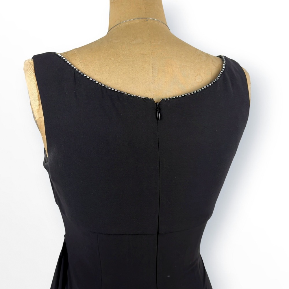 90s Alex Evenings Womens 8P Rhinestone Neckline Sheath Dress Draped Cocktail LBD - Picture 7 of 8